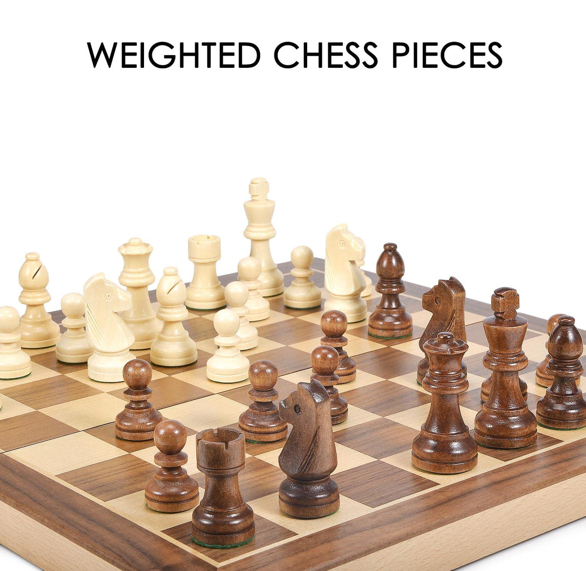 AMEROUS weighted chess pieces providing stable, balanced moves.