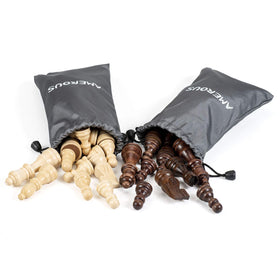 AMEROUS handcrafted natural wood chess pieces with premium texture and feel