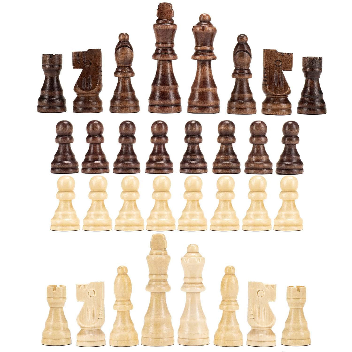 AMEROUS wooden chess pieces with two storage bags for easy organization