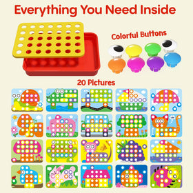 AMOSTING Button Art Toy colorful buttons supporting tactile learning and motor skills.