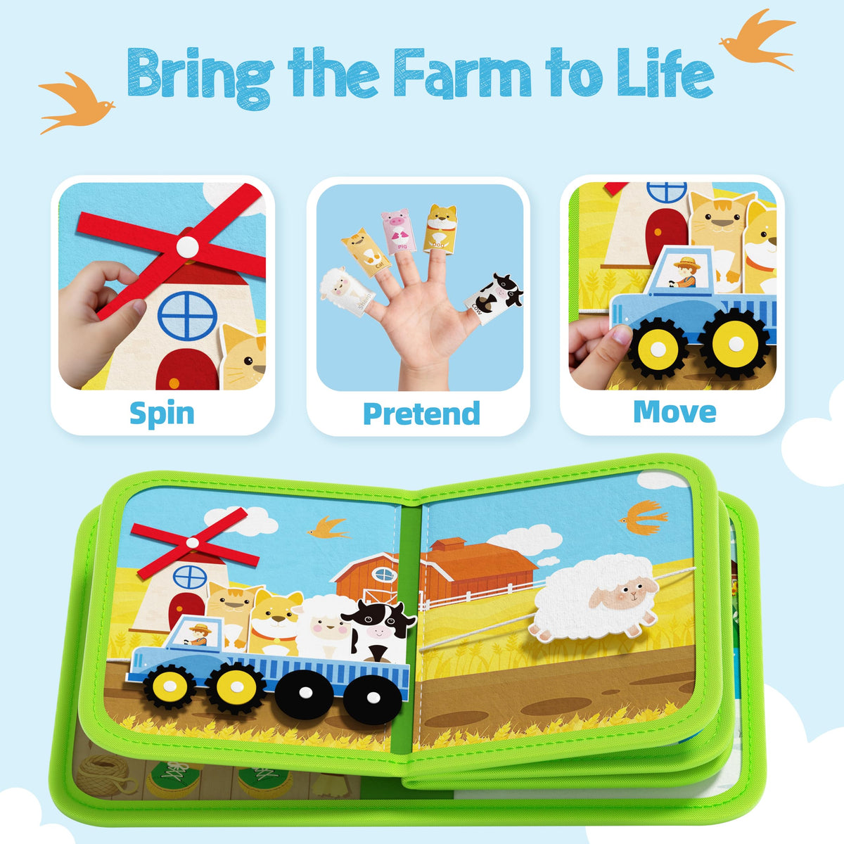 Engaging farm illustrations connect everyday concepts with interactive activities.