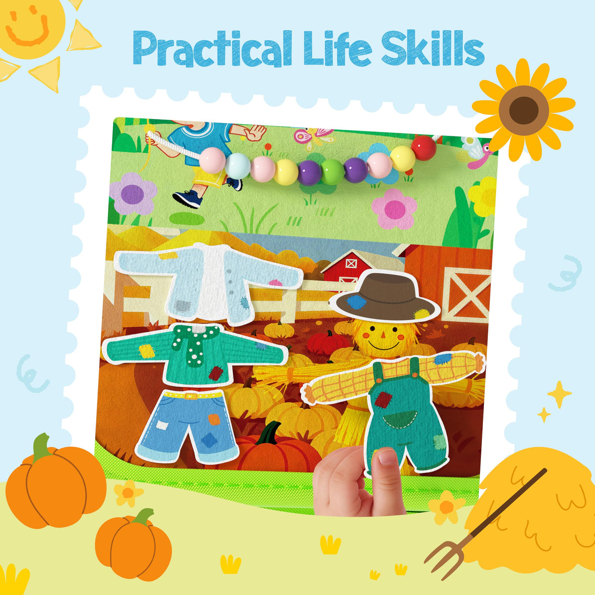 Farm-themed sensory pages invite tactile exploration and early learning concepts.