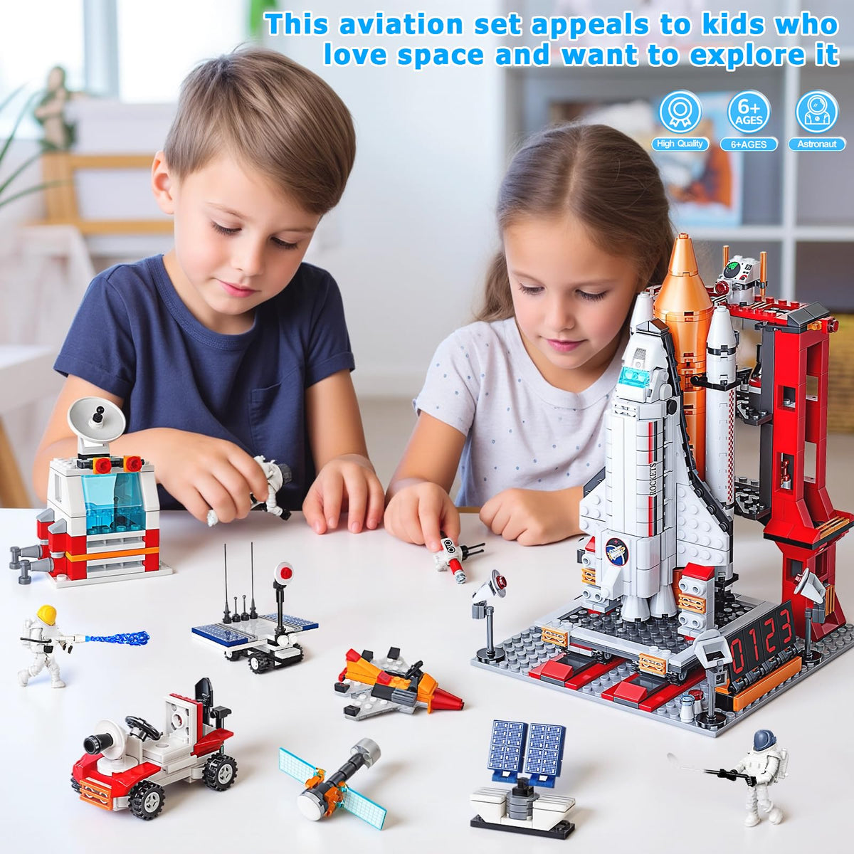 Amoyasite three astronauts in action encouraging role-play during space missions.