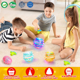 Amoyasite Easter egg spinner with flashing lights enhances party fun.