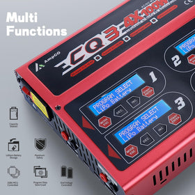 AmpGO CQ3 supports LiPo, LiIon, LiHV, Life, NiMH, NiCd, and Pb.