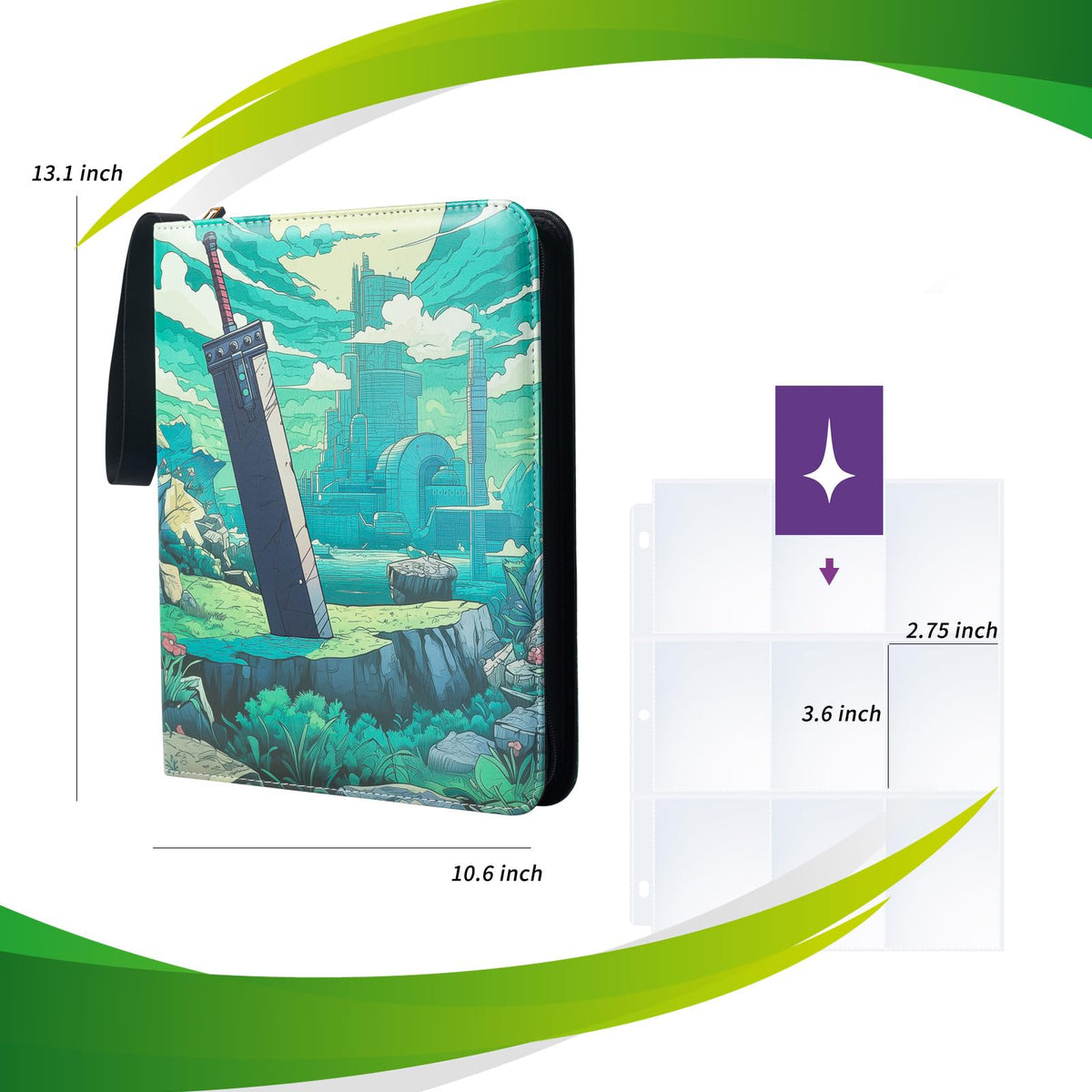 Ampleer binder with Buster Sword design adds stylish display appeal.