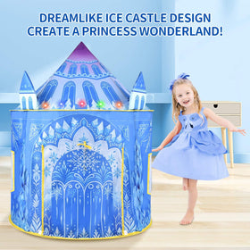 Amplov Princess Pop Up Play Tent with twinkling LED lights for day and night fun