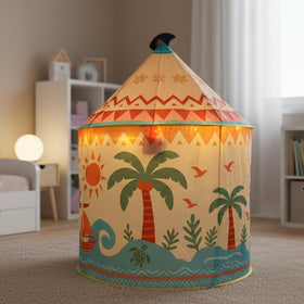 Amplov Tropical Adventure Tent with LED lights for magical nighttime play.