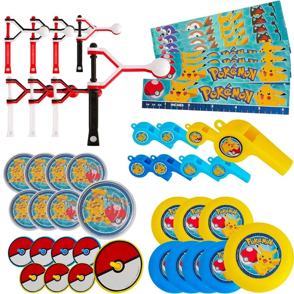Amscan Pokemon party favors with flying discs for outdoor games and lively party fun