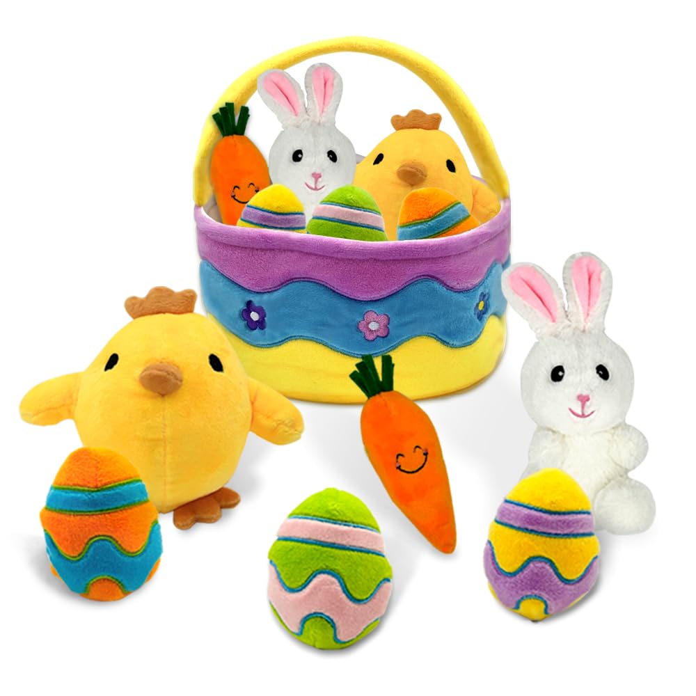 AMSHINE Easter basket plush, soft fabric for toddler play and display