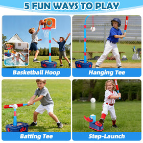 Amy & Benton adjustable hoop height supports growing kids during play.