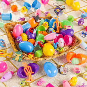 Amy & Benton animal keychains inside eggs as keepsakes.