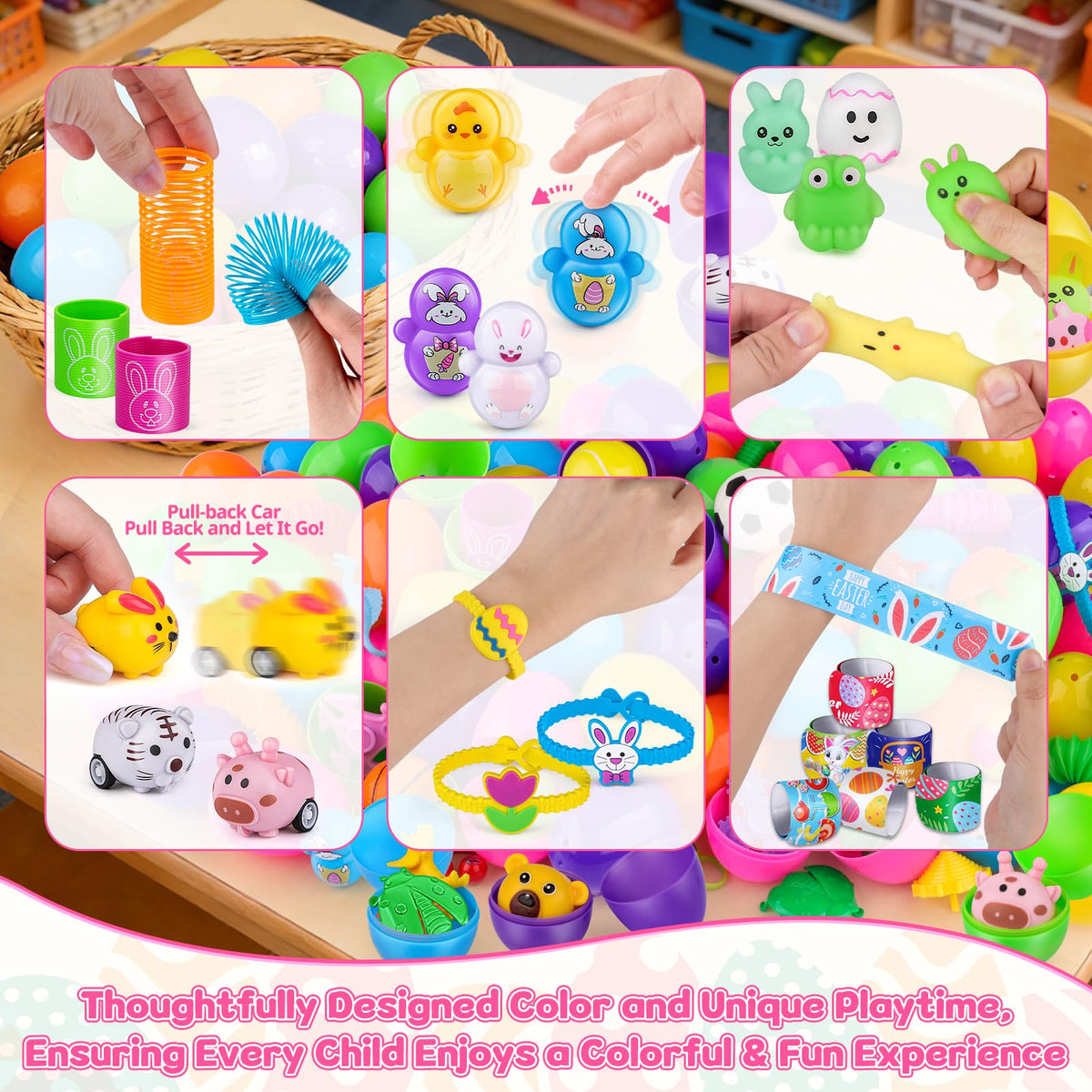 Amy & Benton eggs enhance classroom treasure hunts and prizes.