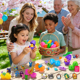 Amy & Benton mini telescopic tubes inside eggs for small gifts.