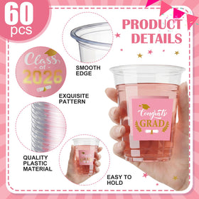 Amyhill 100-pack 12 oz cups, Class of 2026 design, disposable and convenient
