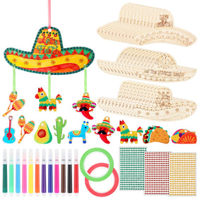 Amyhill Cinco De Mayo wind chime kit with wooden sombrero plaques for festive decor.