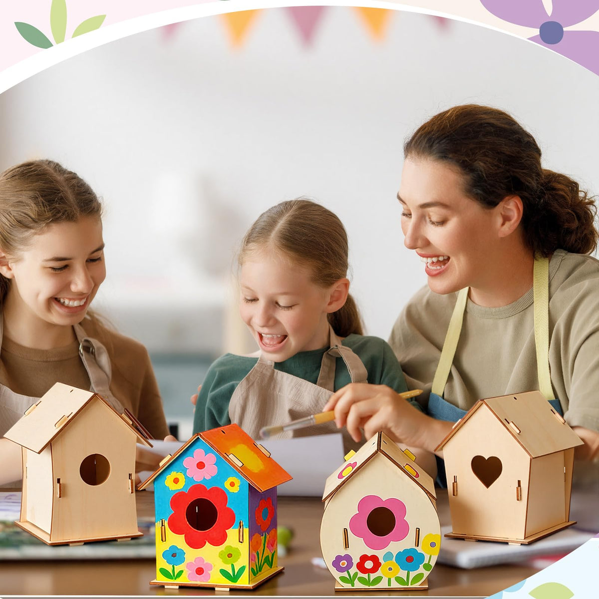 Mortise-and-tenon construction on Amyhill bird houses for simple DIY.