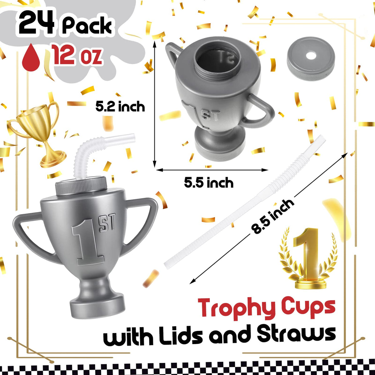 Amyhill trophy cups with straws and lids enable spill-safe sips
