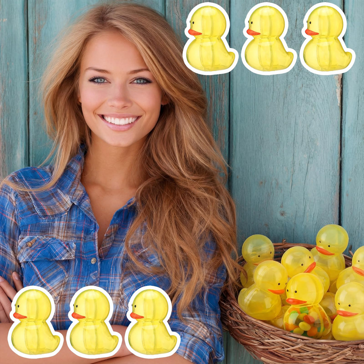 Amyhill yellow duck containers gift-basket-display—eye-catching centerpiece for celebrations.