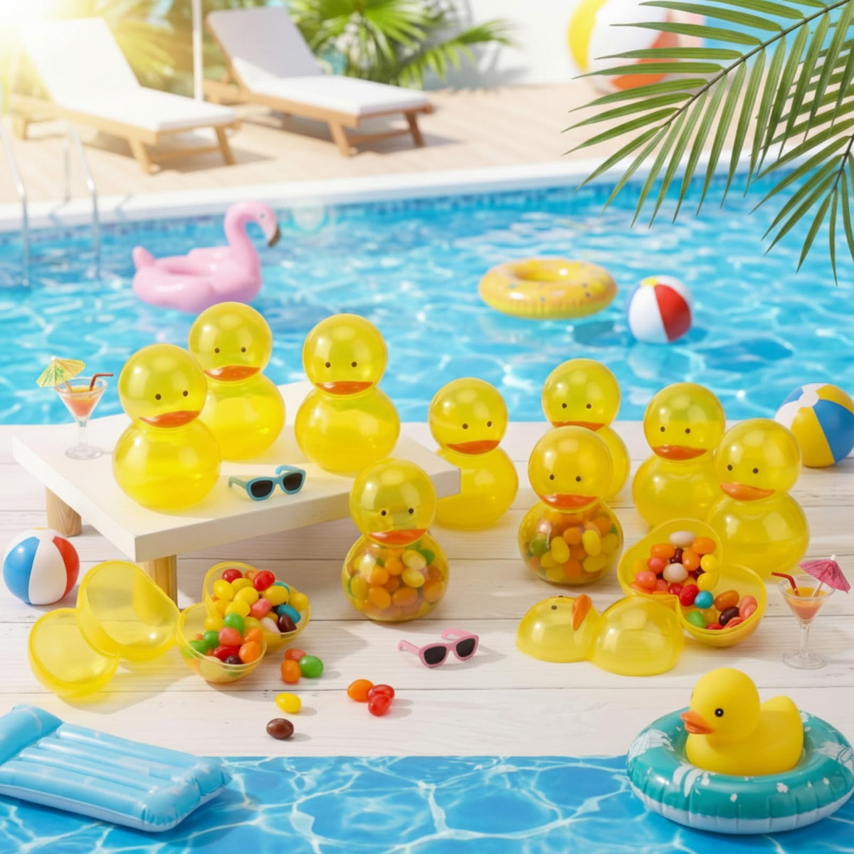 Amyhill yellow duck containers side view—whimsical decor for tables and crafts.