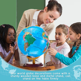 Amylove durable globe with wooden base and metal support for long-term use.