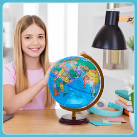 Amylove USB-powered globe lights up warmly for night-time learning.