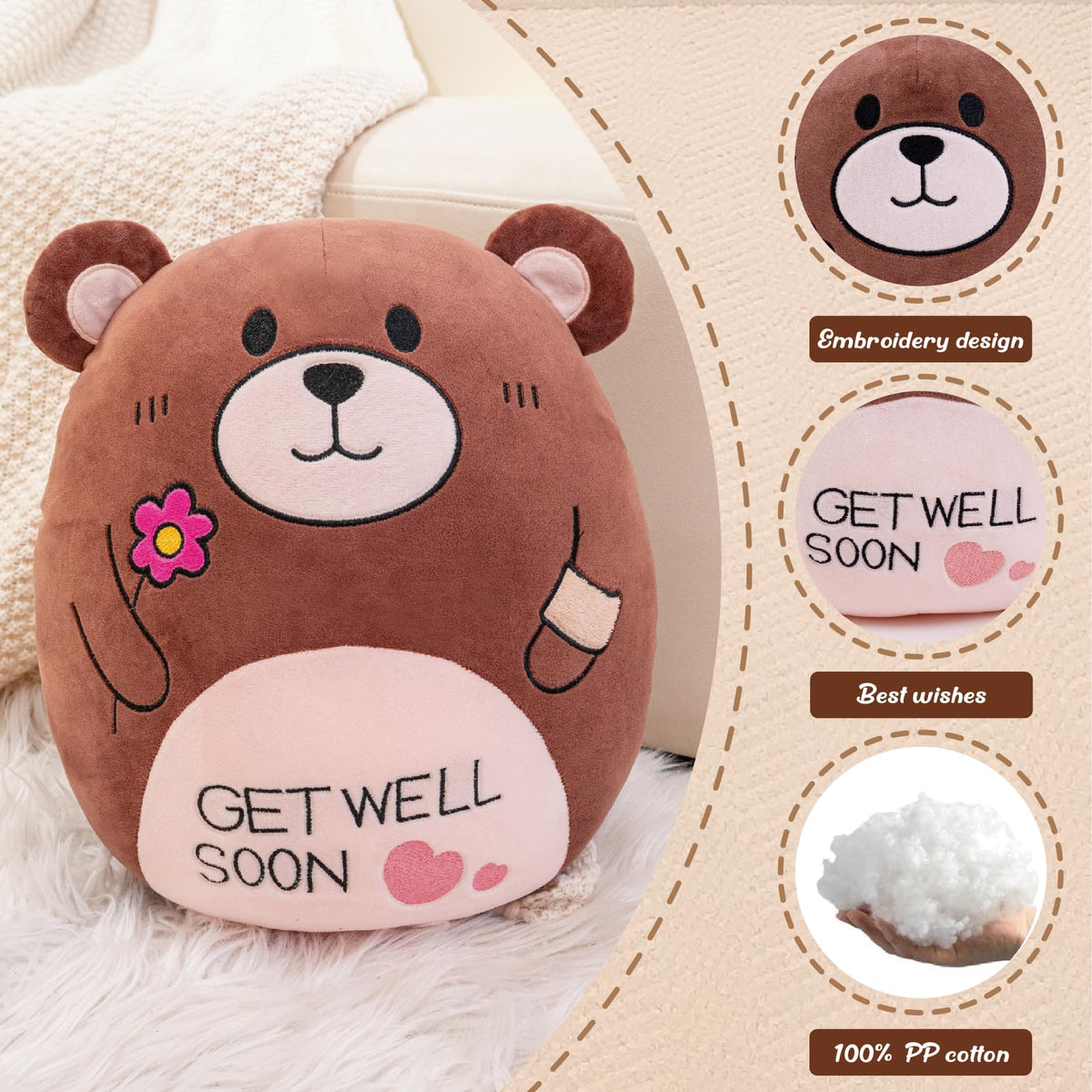 AmyToo Get Well Soon belly embroidery detail adds caring charm.