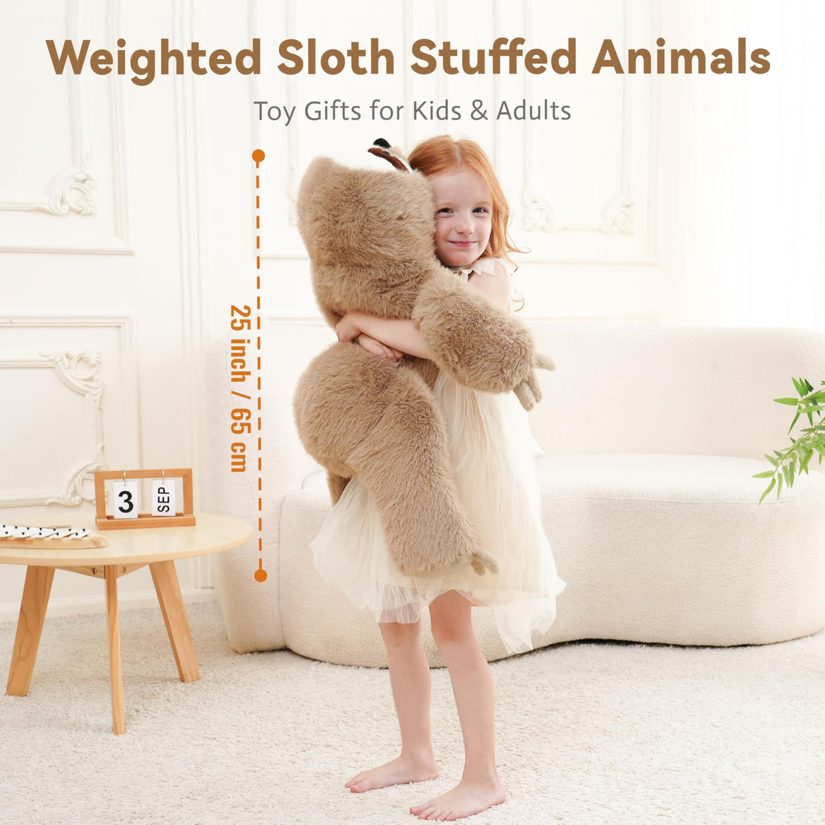 AmyToo giant sloth plush weighs 4.5 lb for comforting embraces.