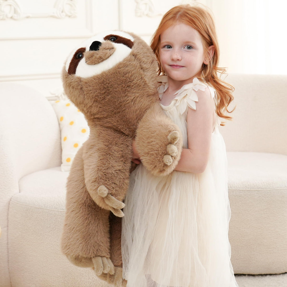 AmyToo sloth plush fits soft decor in bedrooms.