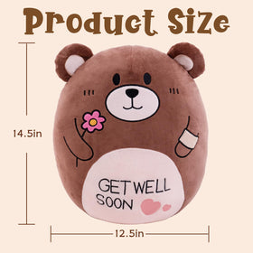 AmyToo teddy bear holding flower, ideal cuddle partner for comforting moments.