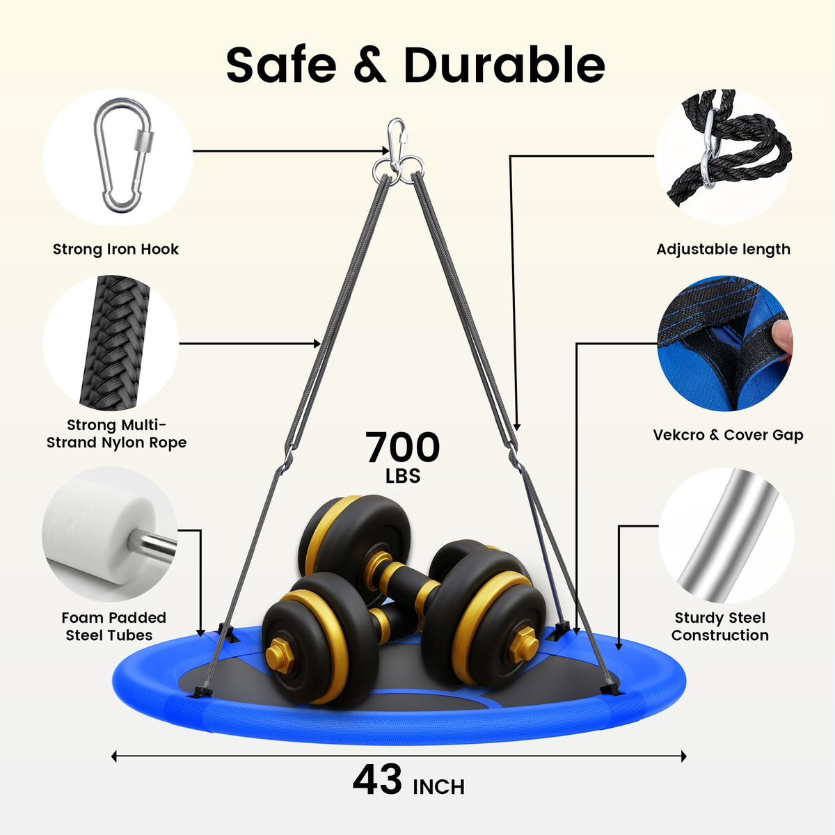 ANAGOO safety foam padded bar for secure kids swinging