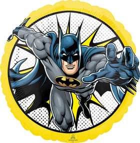 Anagram Batman round 17in foil balloon adds symmetry to themed tables.