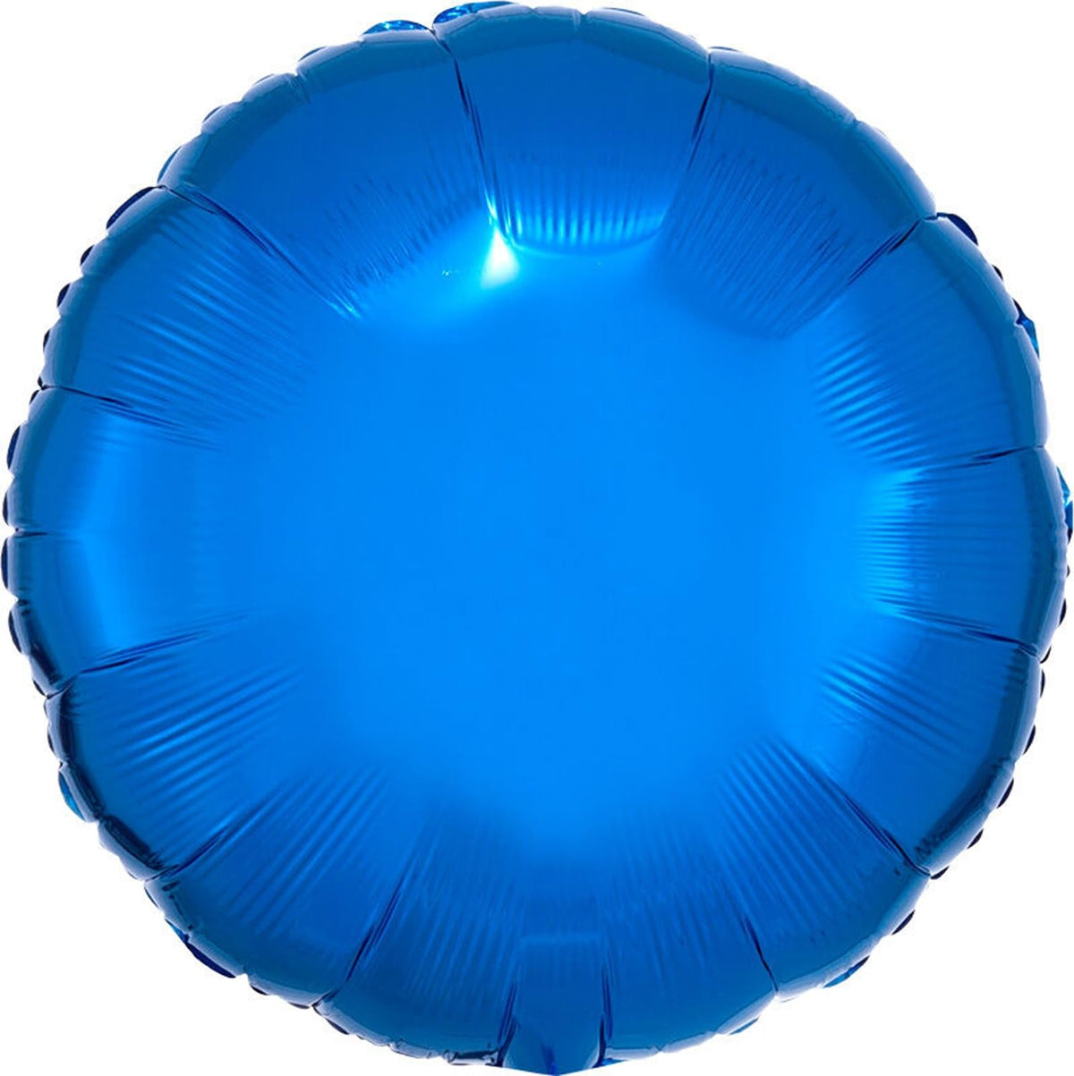 Anagram blue 18-inch round foil balloon adds buoyant color to party decor.