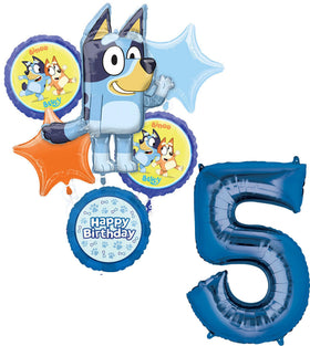 Anagram Bluey 34-inch number 5 foil balloon for bold birthday decor.