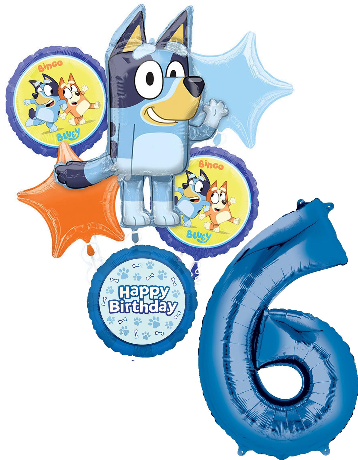Anagram Bluey 34-inch number 6 foil balloon for bold birthday decor