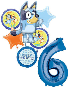 Anagram Bluey 34-inch number 6 foil balloon for bold birthday decor