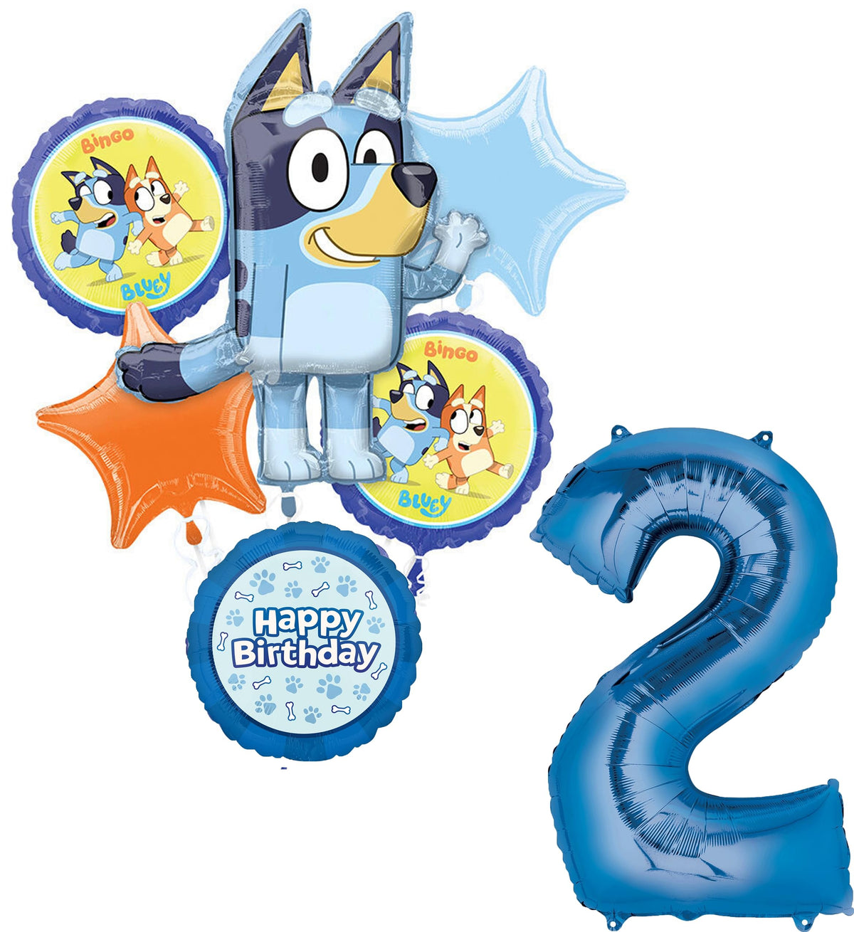 Anagram Bluey 34-inch number 2 foil balloon for bold birthday decor