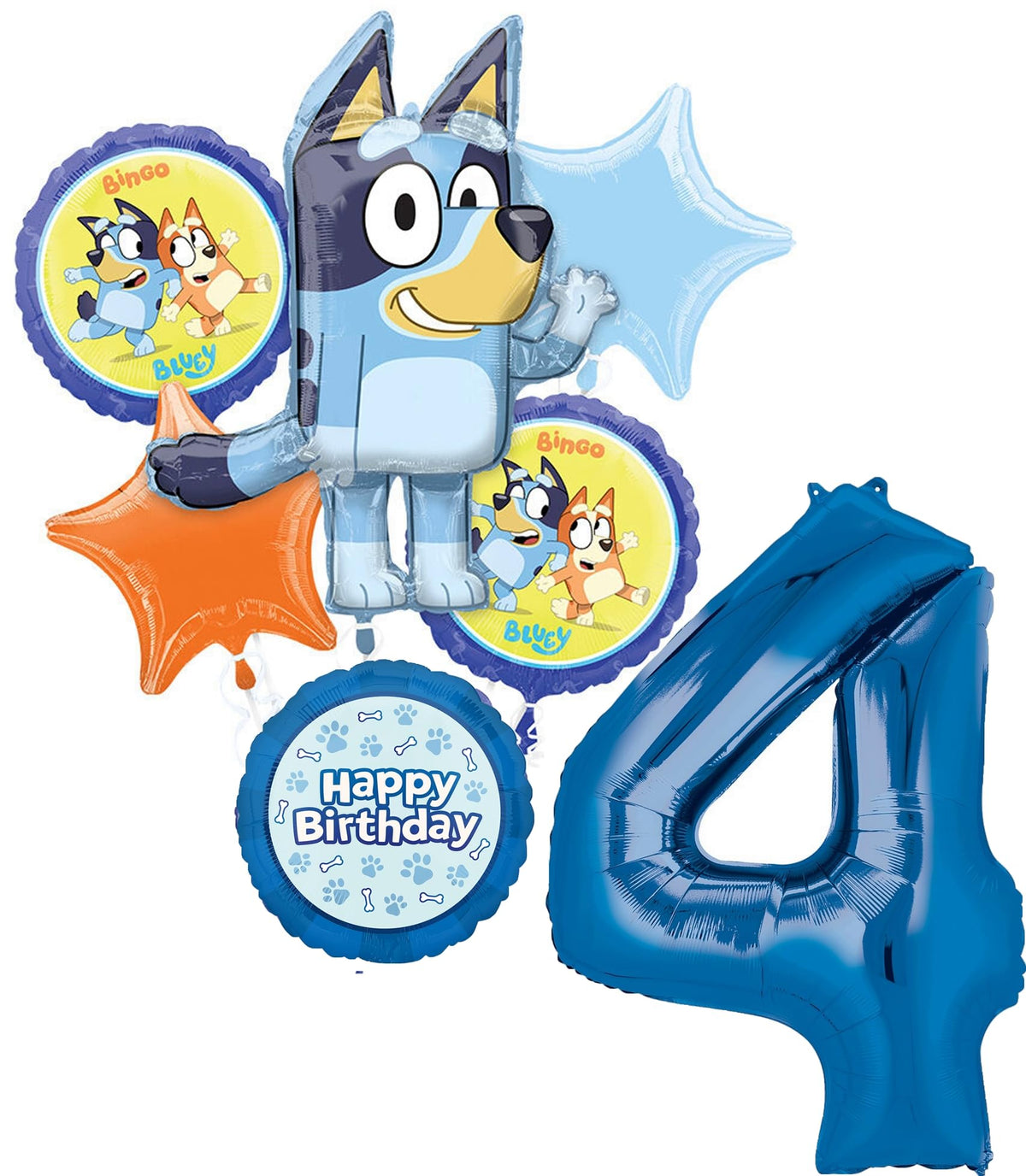 Anagram Bluey 34-inch number 4 foil balloon for milestone party decor