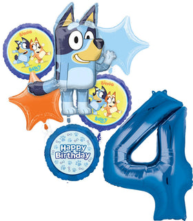 Anagram Bluey 34-inch number 4 foil balloon for milestone party decor