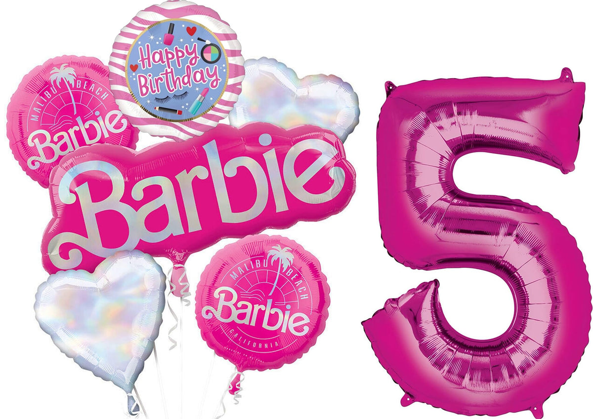 Anagram California Dreaming 34-inch pink number 5 balloon for milestone celebrations.