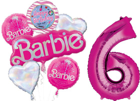 Anagram California Dreaming 34-inch pink number 6 balloon for birthday centerpiece.