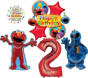 Anagram Sesame Street Elmo and Cookie Monster banner foil balloon for festive photo moments.