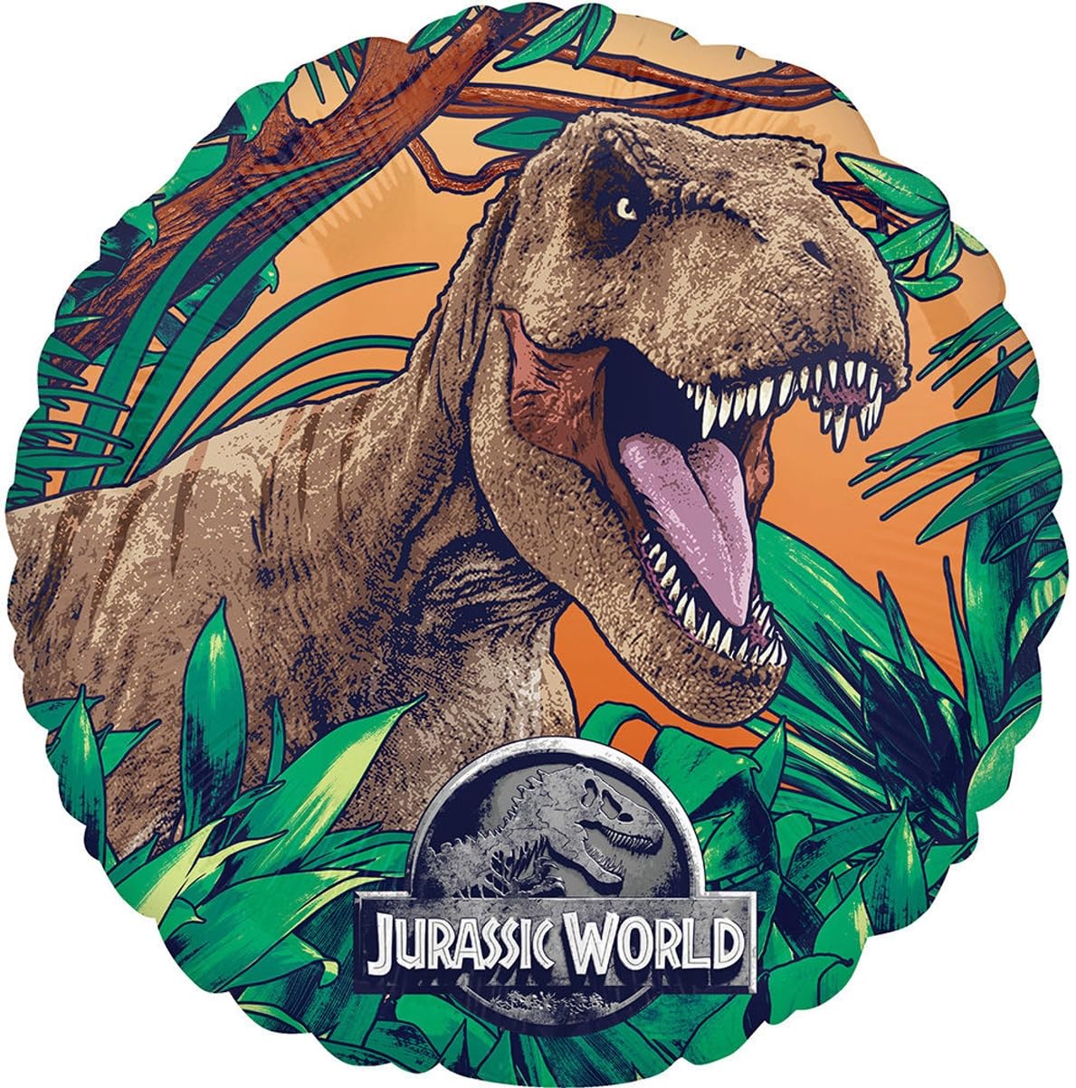 Anagram Jurassic Round 18-inch foil balloon for versatile decor