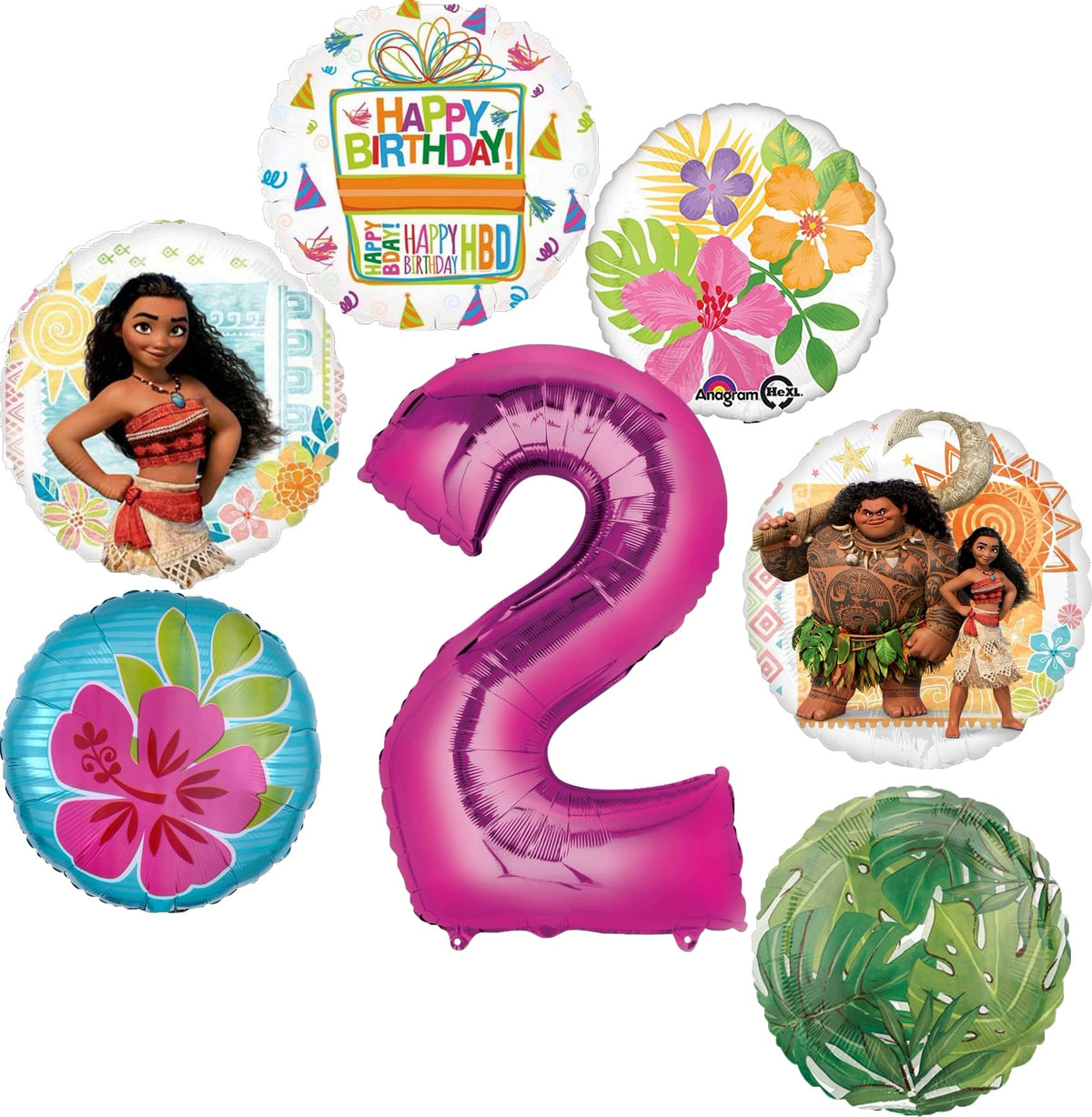 Anagram Moana 2nd Birthday 34 inch pink number 2 balloon creates a bold milestone centerpiece