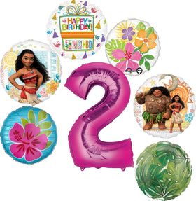 Anagram Moana 2nd Birthday 34 inch pink number 2 balloon creates a bold milestone centerpiece