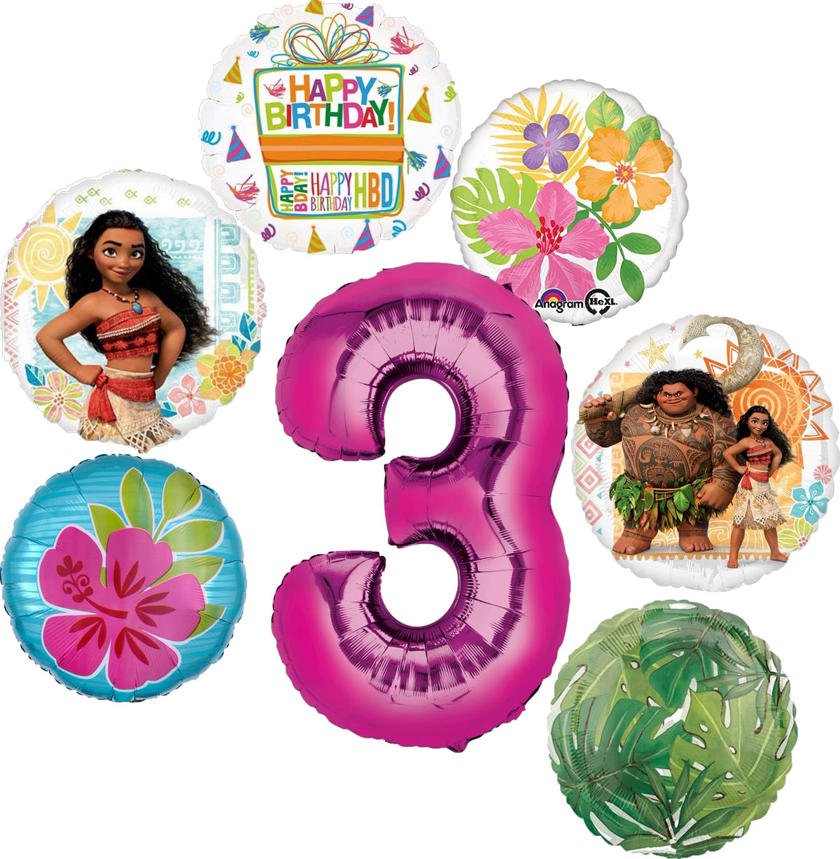 Anagram Moana 34-inch pink number 3 foil balloon adds bold milestone decor