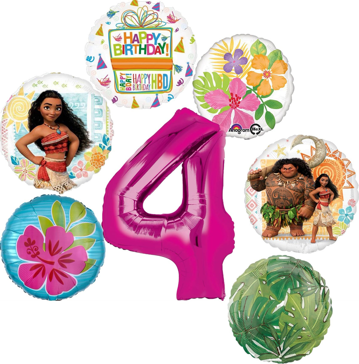 Anagram Moana 34 inch pink number 4 foil balloon for bold party decor