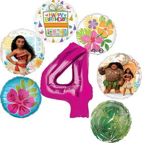 Anagram Moana 34 inch pink number 4 foil balloon for bold party decor