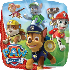 Anagram Paw Pups Square 17-inch foil balloon adds geometric variety to decor.
