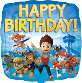 Anagram Paw Pups Square 17-inch foil balloon pairs with characters for display.